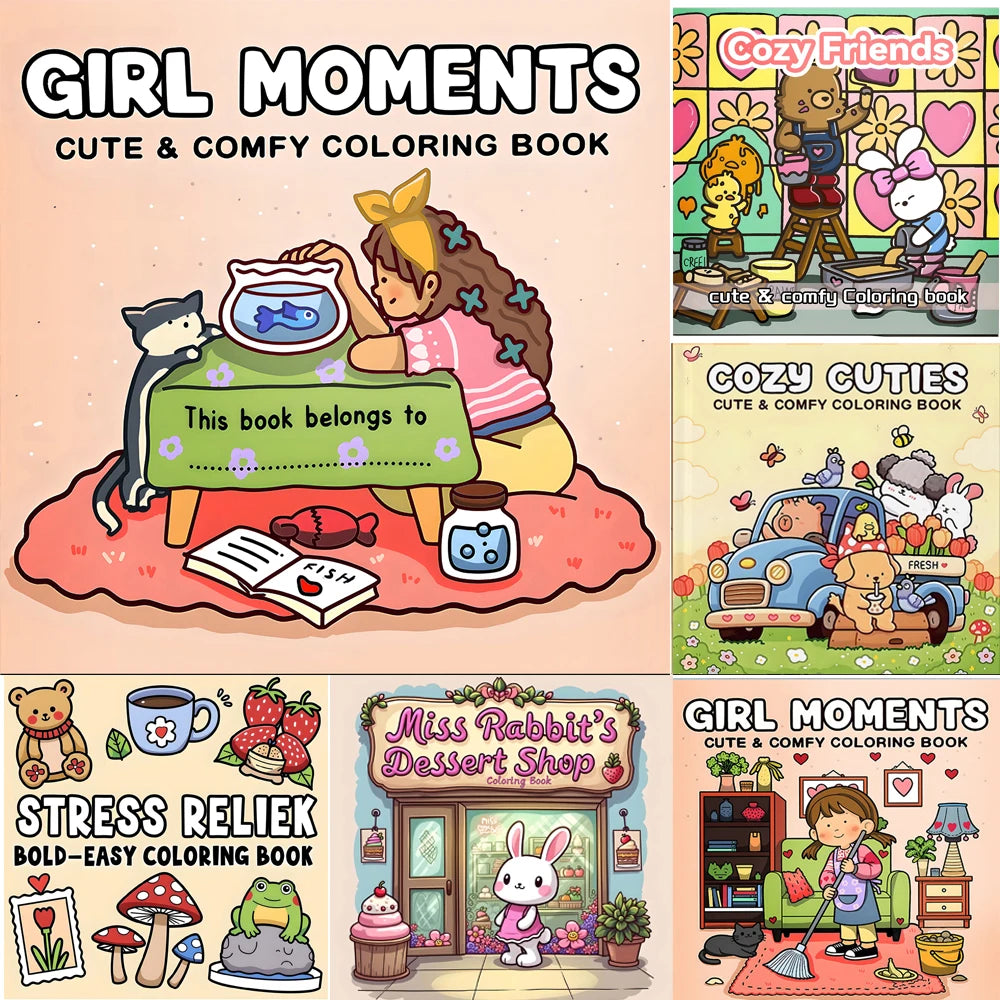 Cozy Friends Coloring Book for Adults and Teens Featuring Cute Cozy Daily Activities Kids Graffiti Book Perfect Gift Birthday