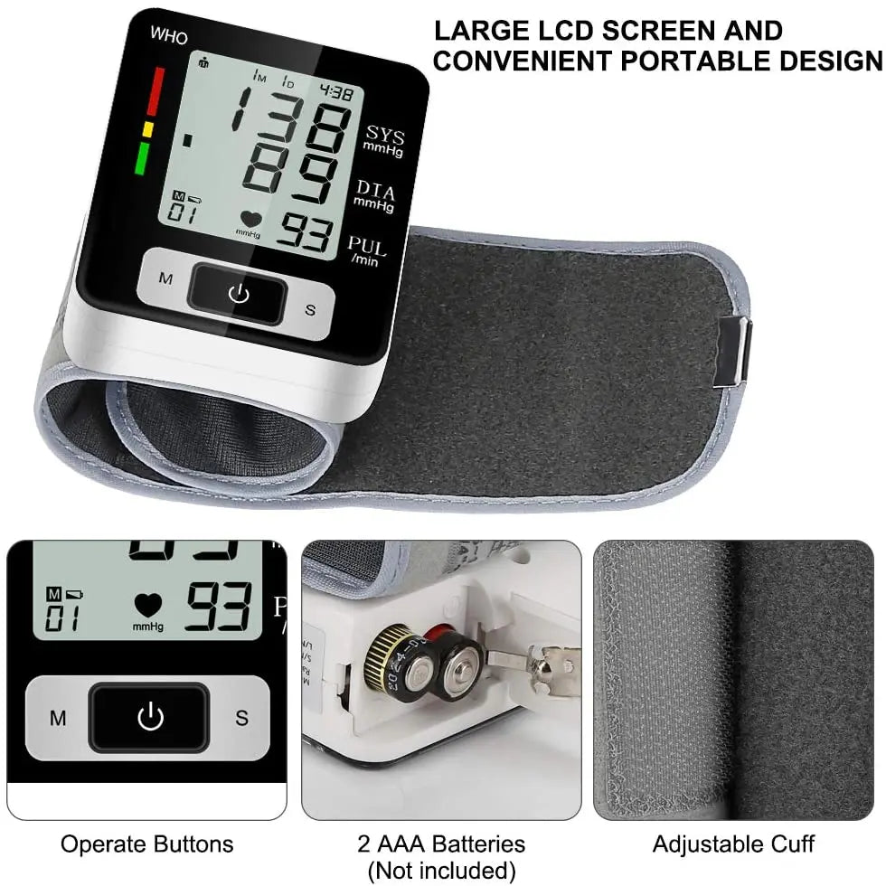 Medical Blood Pressure Monitor High Accurate Wrist Cuff Tonometer Digital Sphygmomanometer Electronic Bp Monitors