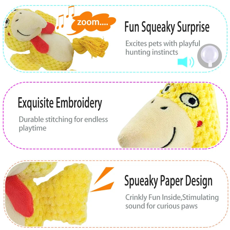 Dog Enrichment Toy Cute Animal Rope Dog Toy Plush Puppy Chew Pet Squeak Toy Cartoon Interactive Games For Dogs Stuff For Dogs