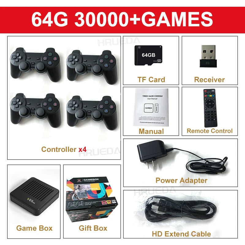 G11 Pro Game Box Video Game Console 256G Built-in 60000+ Retro Games 2.4G Wireless Gamepad 4K HD TV Box Game Console for PS1/GBA