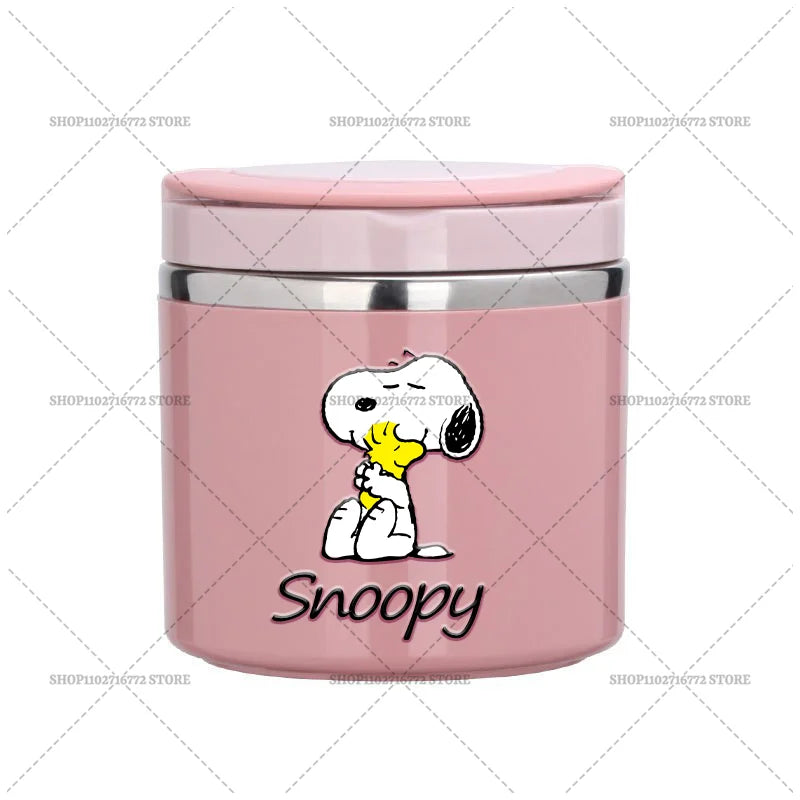630ml Snoopys Food Thermal Jar Insulated Soup Cup Stainless Steel Vacuum Lunch Box with Handle Portable Sealed Bento Boxes Gift