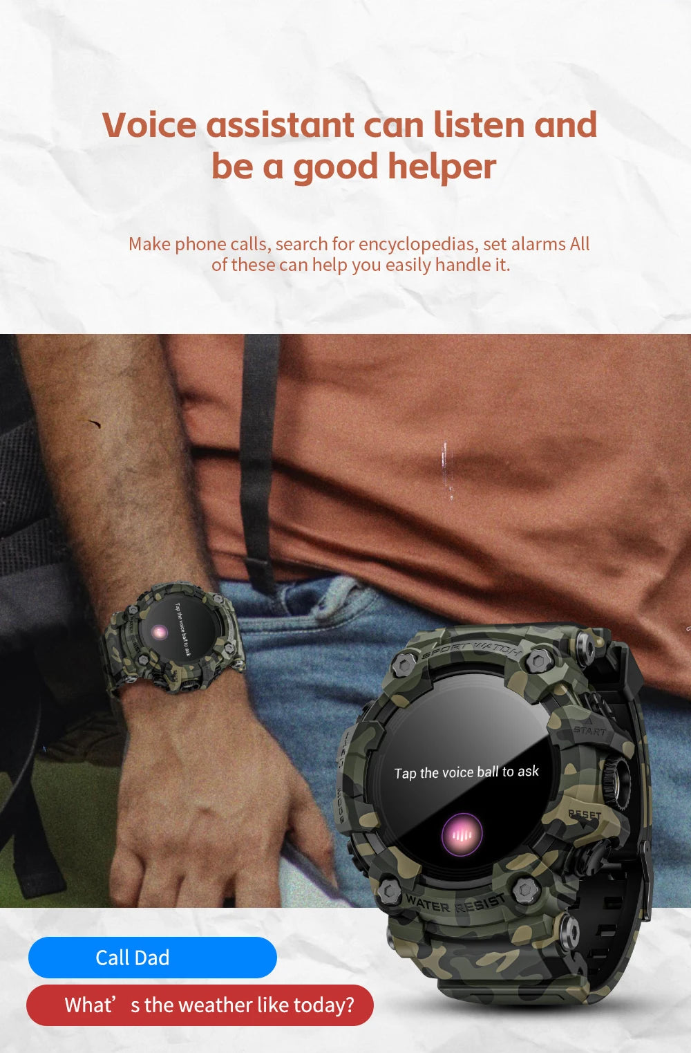 LOKMAT ATTACK-GT Upgrade Sport Smart Watch Waterproof Bluetooth Calls Rugged Smartwatches Flashlight Fitness Tracker for Phone