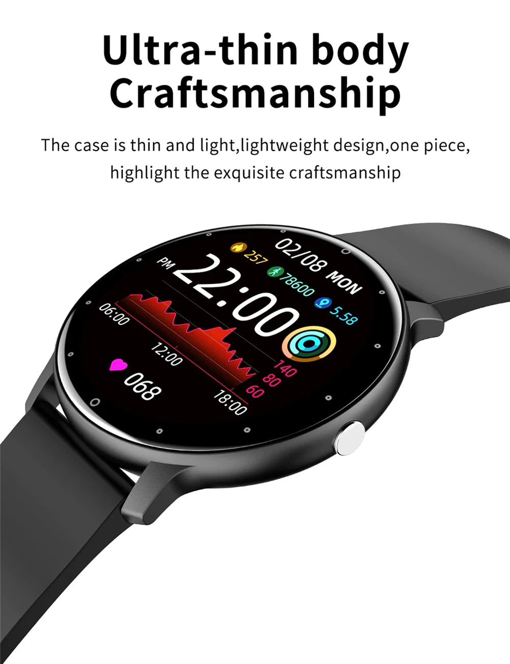 New Good Smart Watch Men Full Touch Screen Sport Fitness Watch IP67 Waterproof Blood Pressure Bluetooth Watches 220mAh Battery