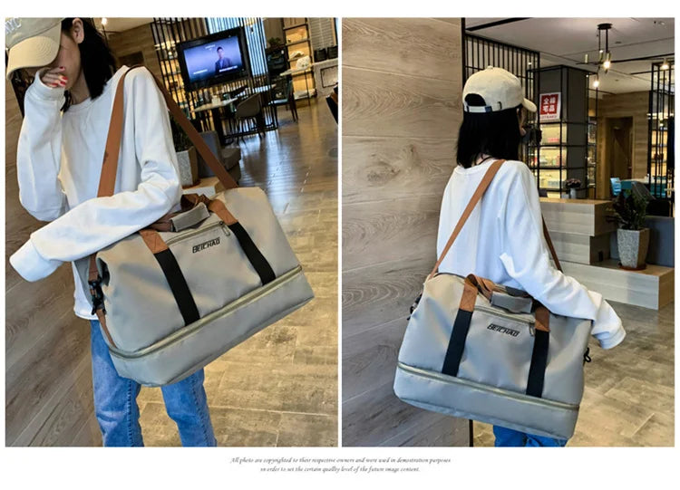 Fitness bag Large capacity Short distance luggage portable fitness bag Travel bag Shoulder handbag Men's sports waterproof bag