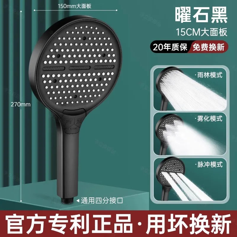 High Pressure 15cm Big Panel Shower Head 3 Modes Adjustable Showerheads with Hose Water Saving Spray Nozzle Bathroom Accessories