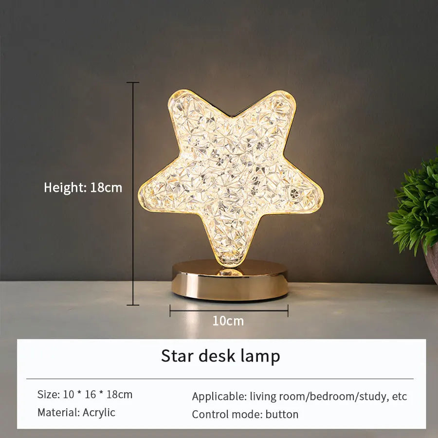Moon Star Led Night Light Rechargeable Crystal Table Lamp Touch Switch Dimmable Ramadan Room Decor Ambient 3D Moon Lamp Eid Gift