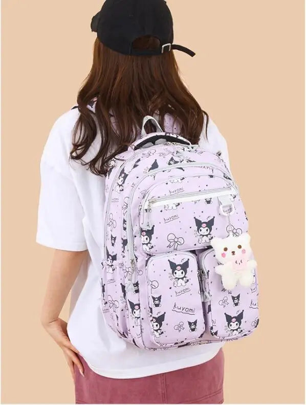 Kawaii Kuromi Backpack Junior High School Bag Student Schoolbag Anime Cartoon Shoulder Bag Girls Gift