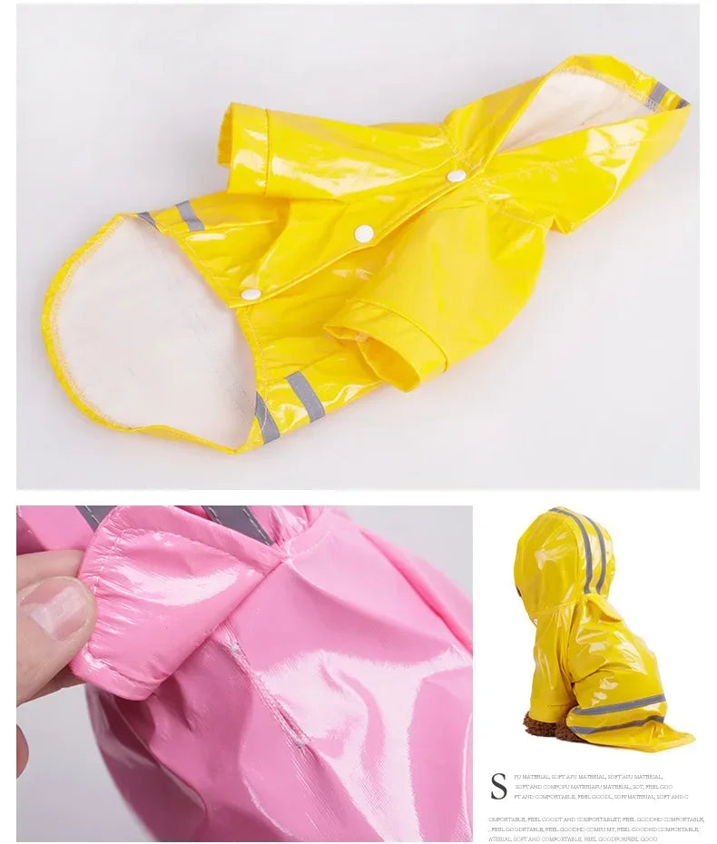 Waterproof Puppy Dog Raincoats with Hood for Small Dogs Pet Raincoat with Reflective and Leash Hole Winter Outdoor Dog Outfits