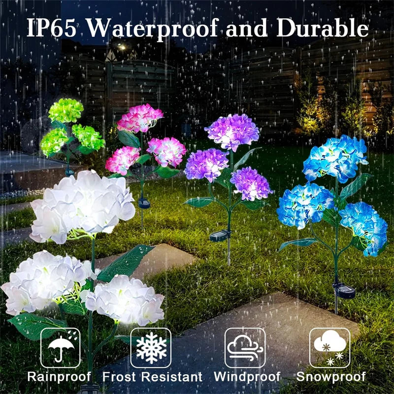 Solar Lights Outdoor Garden Light Waterproof Solar Garden Lights with Hydrangea Flower Lights LED Solar Powered Landscape Lights