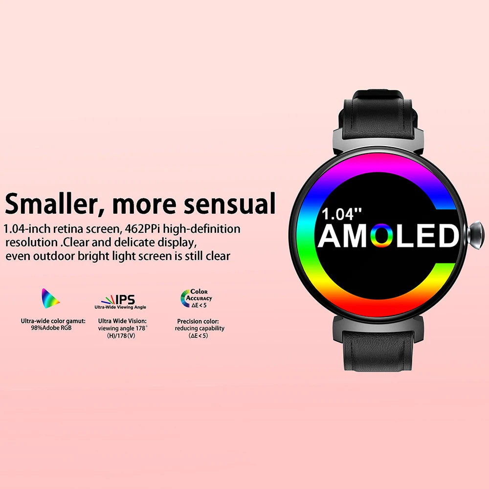 Rainbuvvy DM70 Steel Smart Watch AMLED Women Beautiful Wristwatch Supports IP68 BT Calling Sports Watch