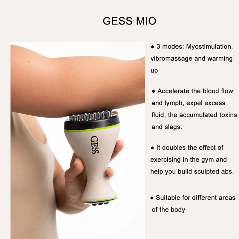 GESS Microcurrent Cellulite Massager, Heating Vibration Handheld Lymphatic Drainage Massager, Electric Meridian Massage Brush