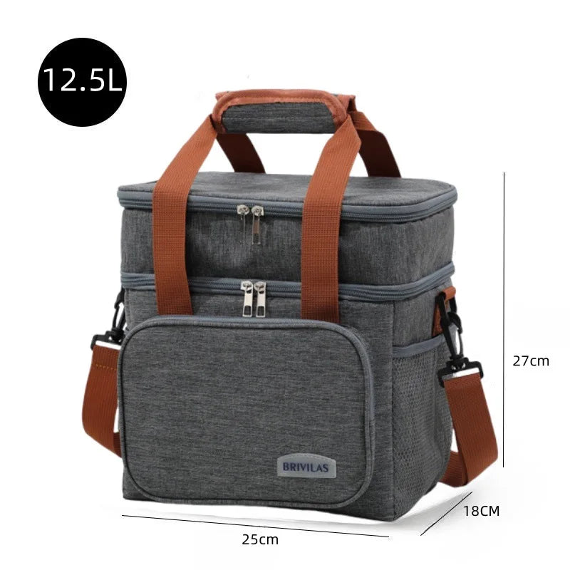 Portable Thermal Lunch Bag Picnic Food Cooler Bags Insulated Case Durable Waterproof Office Lunchbag Shoulder Strap Cooling Box