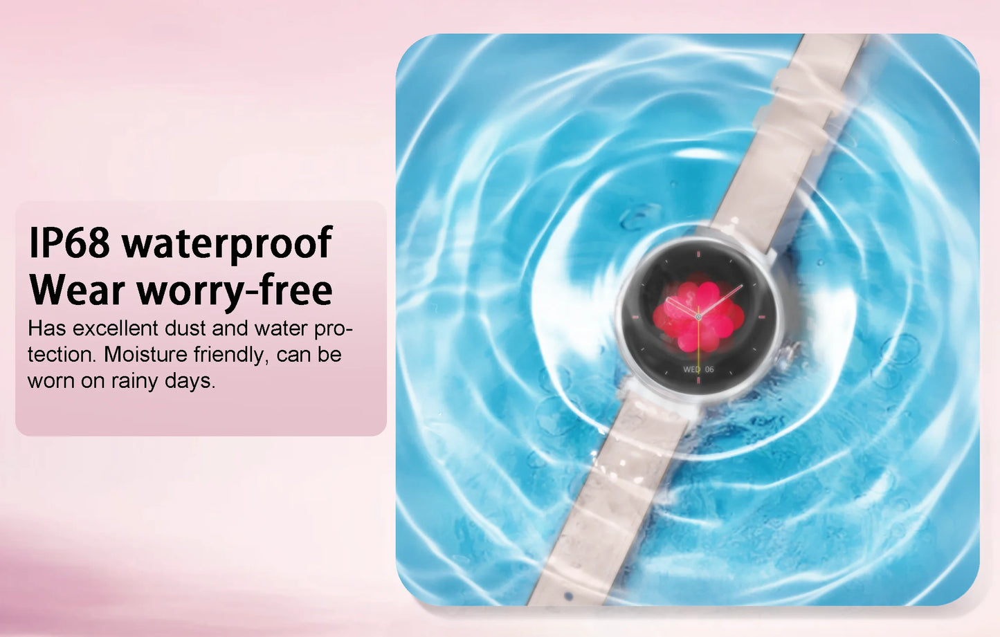 Rainbuvvy DM70 Steel Smart Watch AMLED Women Beautiful Wristwatch Supports IP68 BT Calling Sports Watch