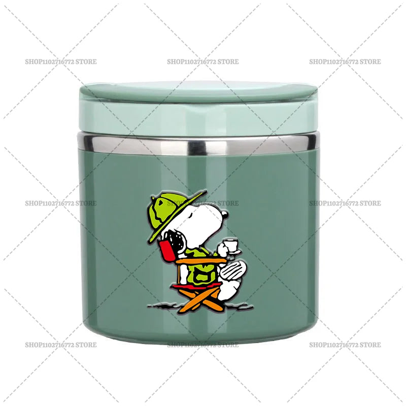 630ml Snoopys Food Thermal Jar Insulated Soup Cup Stainless Steel Vacuum Lunch Box with Handle Portable Sealed Bento Boxes Gift