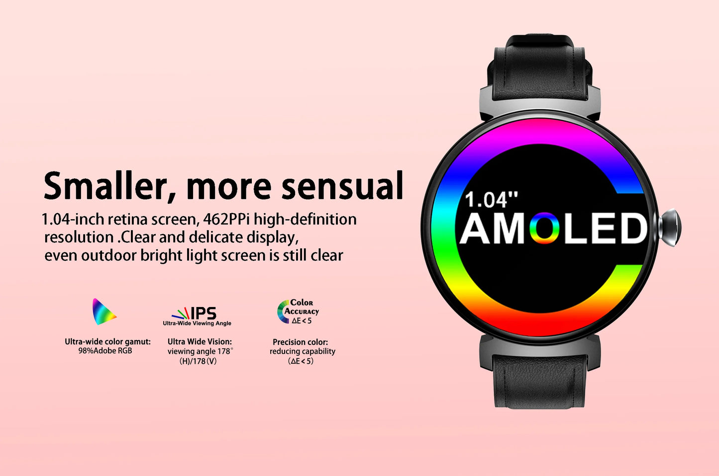 Rainbuvvy DM70 Steel Smart Watch AMLED Women Beautiful Wristwatch Supports IP68 BT Calling Sports Watch