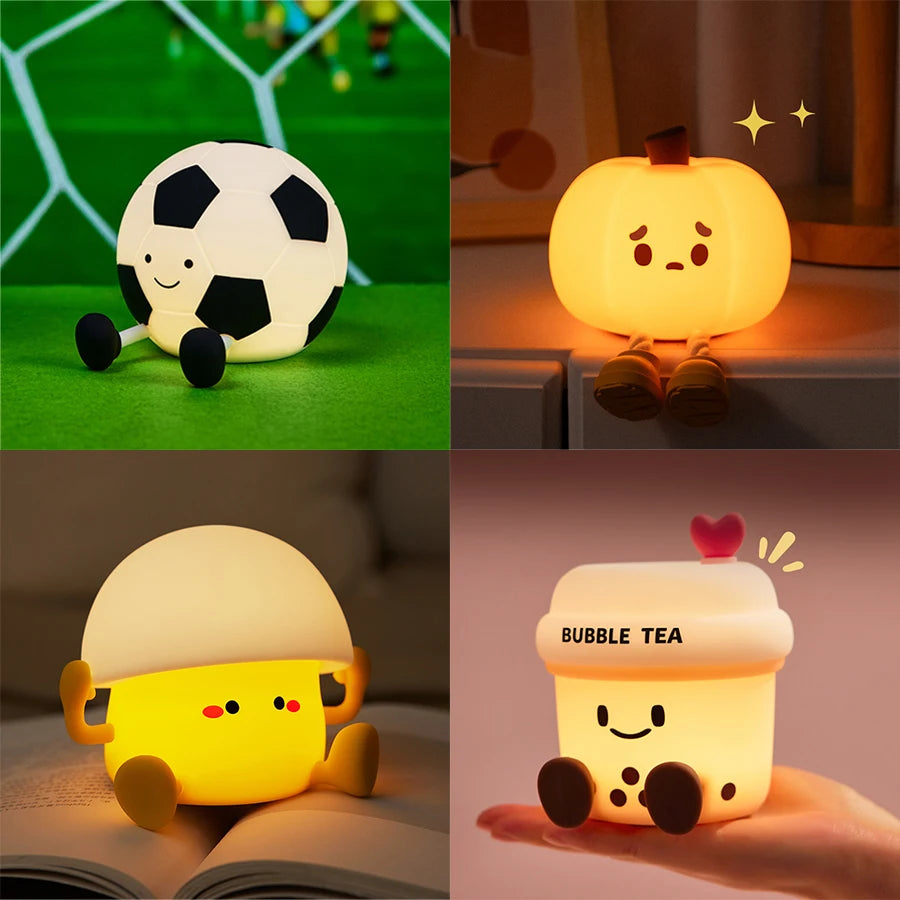 Football Led Night Light Book Light for Reading Soccer Pumpkin New Bedroom Bedside Table Lamp Kids Birthday Gift Cute Cartoon