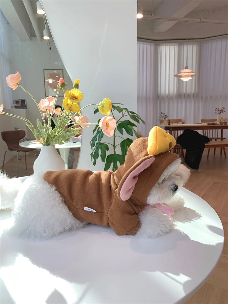 Autumn Winter Pet Cat Sweatshirt Warm Fleece Cosplay Animal Hoodies Overalls for Small Dogs Funny York Halloween Kitten Clothing