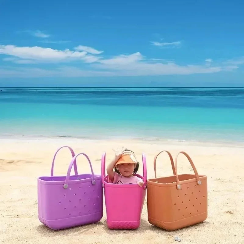 EVA Beach Jelly Bag Rubber Waterproof Shoulder Handbag Large Capacity Portable Travel Handbag Summer Pool Fashion Women Tote Bag
