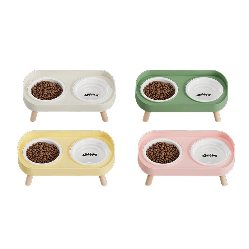 Pet Bowl PP Plastic Double Bowl Anti-killing Bowl Water and Grain Integrated Dog Bowl Cat Dog Water and Grain Bowl