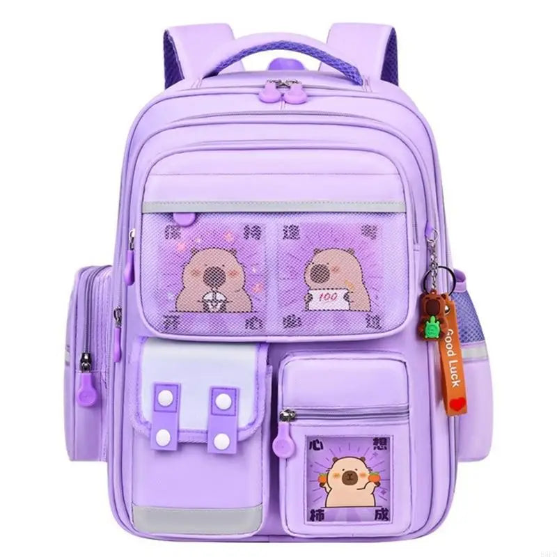 E8FB Lightweight Capybara Backpack for Kids Lovely and Breathable School Bag with Large Storage Space and Adjustable Strap