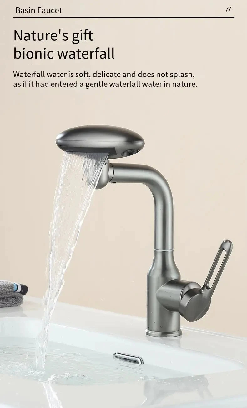 Torneira multifuncional para cascata, 4 modo de saída de água, torneira de pulverização, Rotação 360 °, água quente e fria, mist