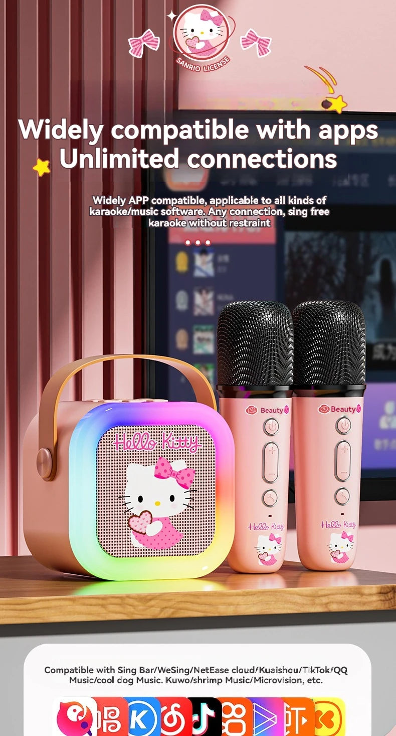 Sanrio Bluetooth Speakers ML07 Karaoke Machine Portable Speakers Bluetooth with Mic LED Light Machine Home Family Singing Gift