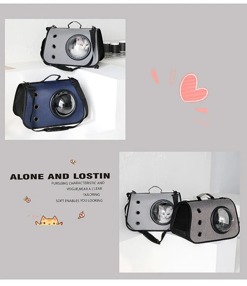 Portable Pet Backpack for Outdoor Travel Foldable Transparent Cat Backpack Suitable Dogs and Cats Breathable Tote Bag for Travel