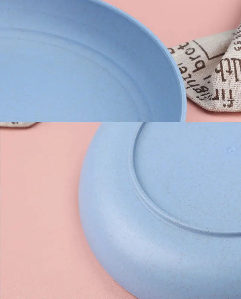Wheat Straw Solid Color Round Plates Salad Dessert Dinner Reusable Microwave Safe Anti Fall And Shatter Plates Fruit Plate