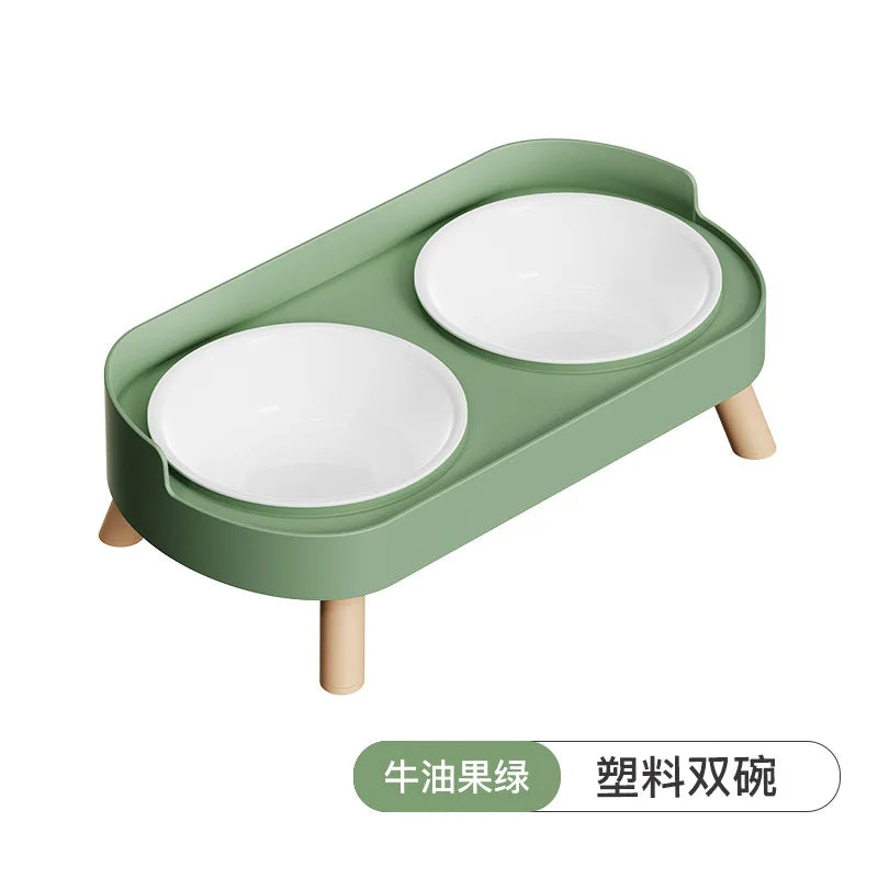 Pet Bowl PP Plastic Double Bowl Anti-killing Bowl Water and Grain Integrated Dog Bowl Cat Dog Water and Grain Bowl