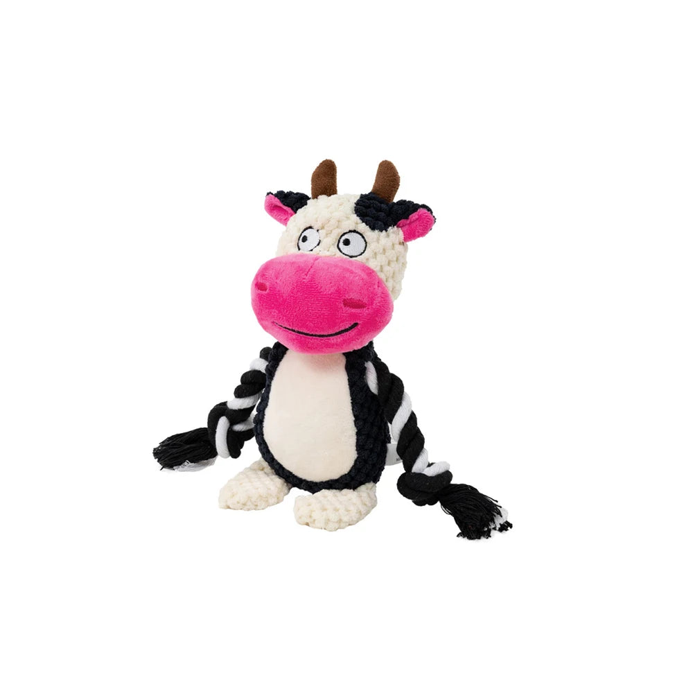 1pc Cartoon Animal Dog Toy Cute Plush Puppy Chew Pet Squeak Knot Toy Cartoon Rabbit Monkey