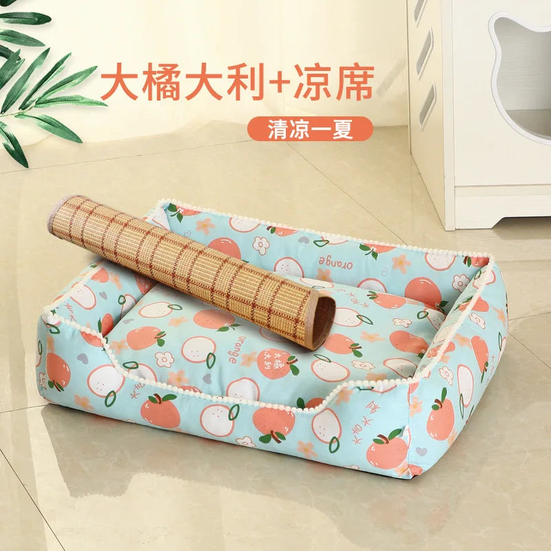 Creative Printed Square Dog Nest Pet Nest Four Seasons Universal Removable Washable Summer Pet Cat Nest Dog Nest