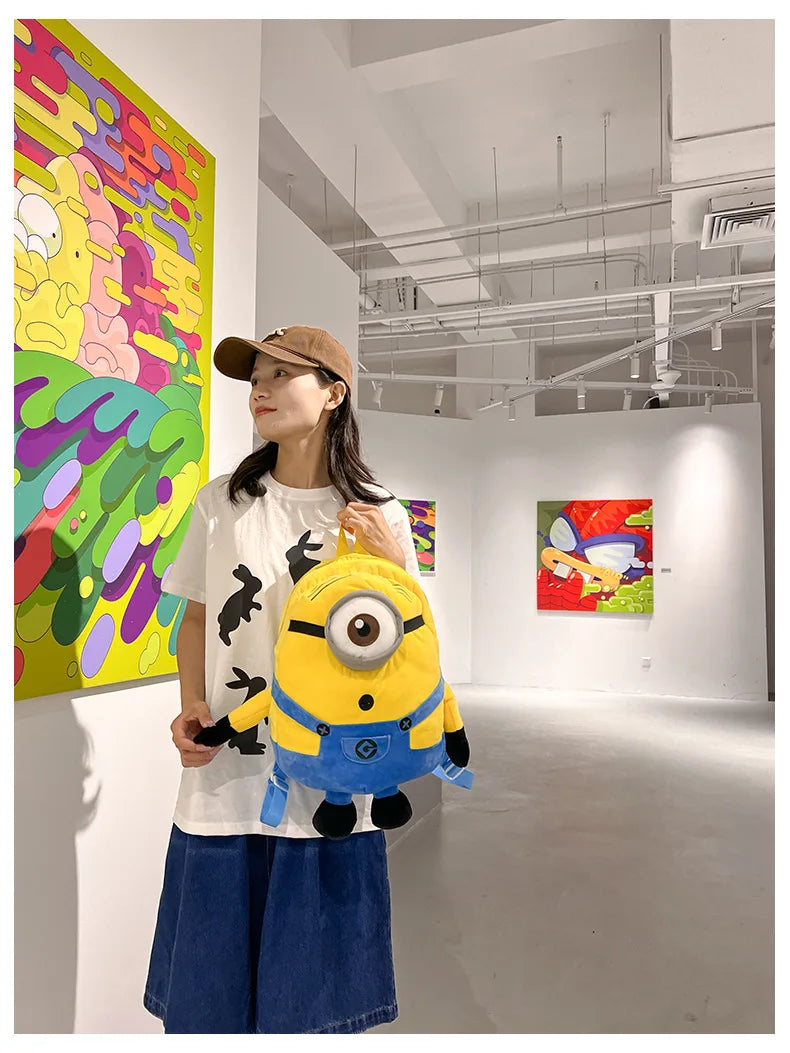 New Cartoon Anime Backpack Minions Doll Large Size School Bag Large Capacity Student Cartoon Backpack