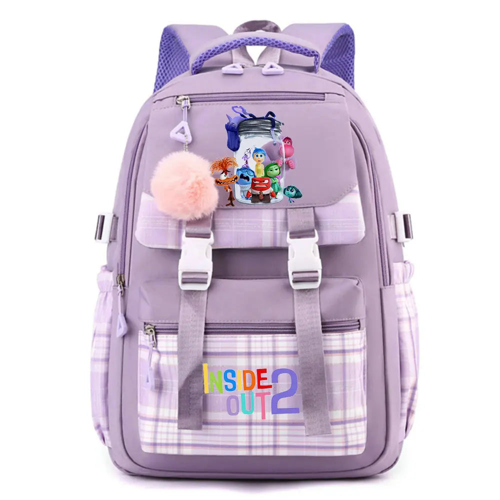 Inside Out 2 Girls Anime Cute Backpack Boy Cartoon Printed Schoolbag Children Large Capacity Book Bag Kids Shoulders Bag