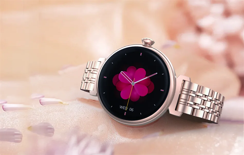 Bluetooth Call Smart Watch Screen Always Display 1.04 inch AMOLED Screen Fashion Ladies Smartwatch Metal Body Small Screen Watch