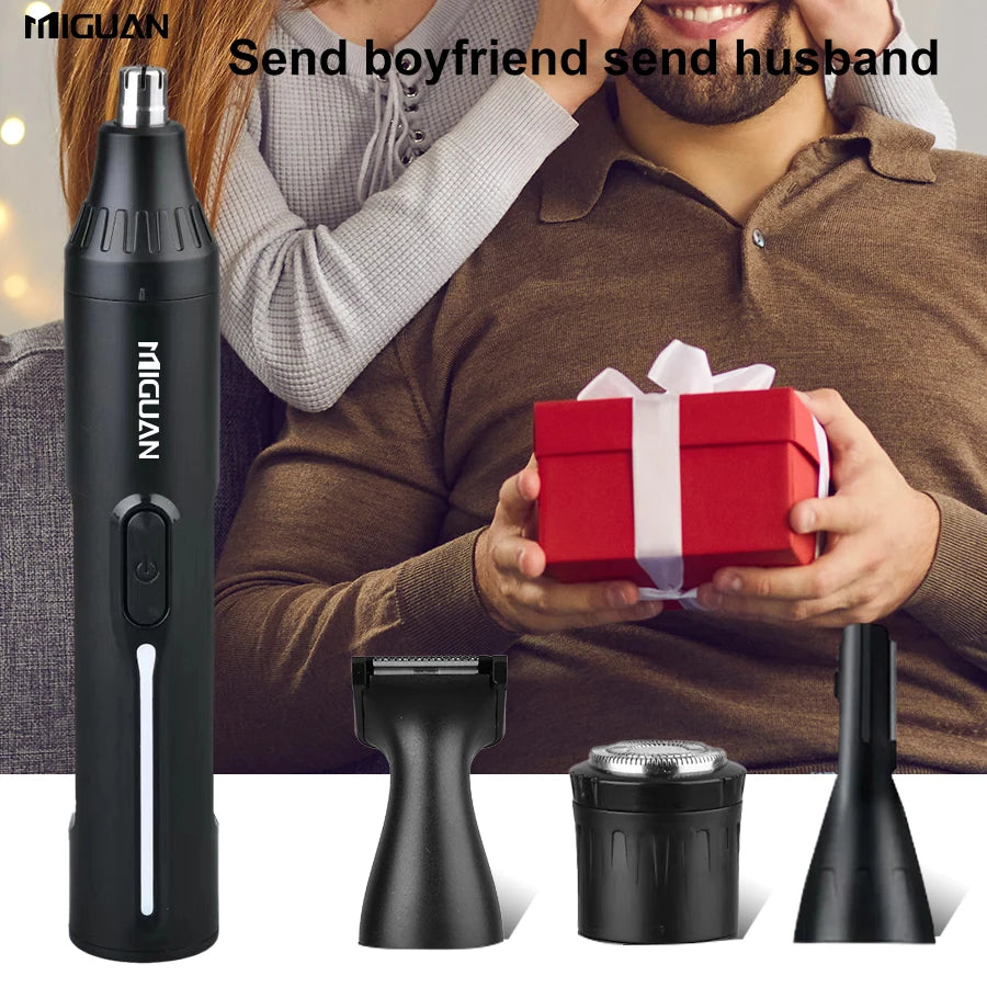 4-in-1 Professional Grooming Kit, USB Rechargeable Nose & Ear Hair Trimmer, Beard and Eyebrow Razor, Men'S Personal Care Tools
