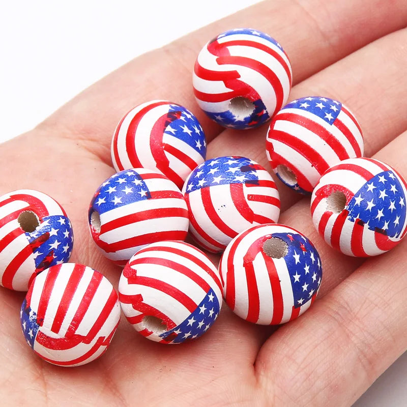10pcs 16mm Basketball Baseball Spacer Beads Round Ball Wooden Beads For Making Bracelet Necklace DIY Jewelry Supplies