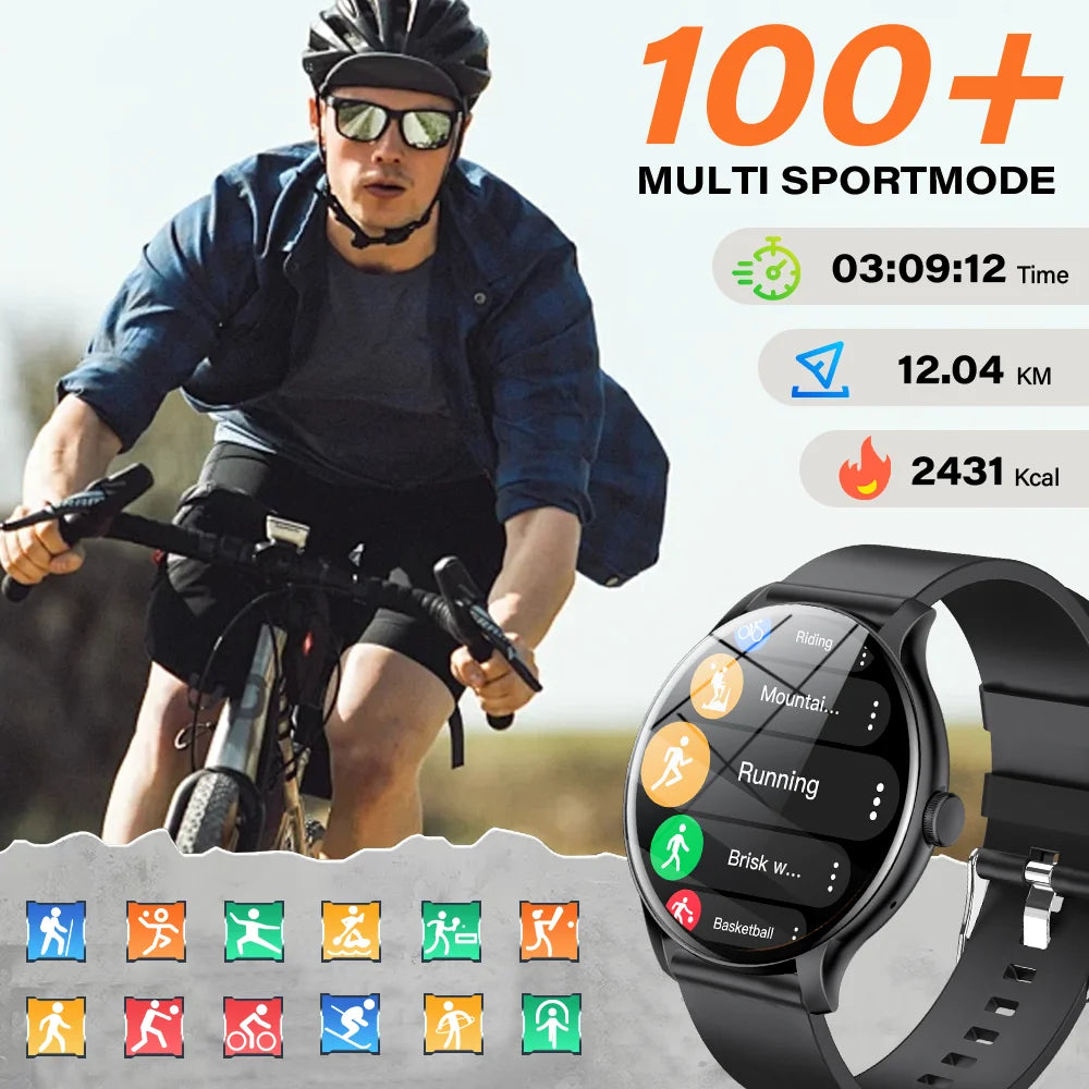 KESHUYOU New Smart Watch Women's Men's Full Touch Screen Bluetooth Talk Sports Fitness Tracker Heart Rate Monitor Smart Watch