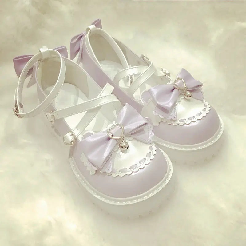 2025 New Autumn Lolita Shoes Bow Cute Soft Girl Wild College Style JK Uniform Round Head Small Leather Shoes Kawaii Shoes