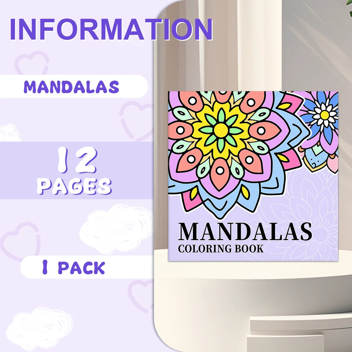 MANDALAS COLORING BOOK Coloring Book Flowers For Adults And Teens Featuring 12 Page for DIY Graffiti Painting Drawing books