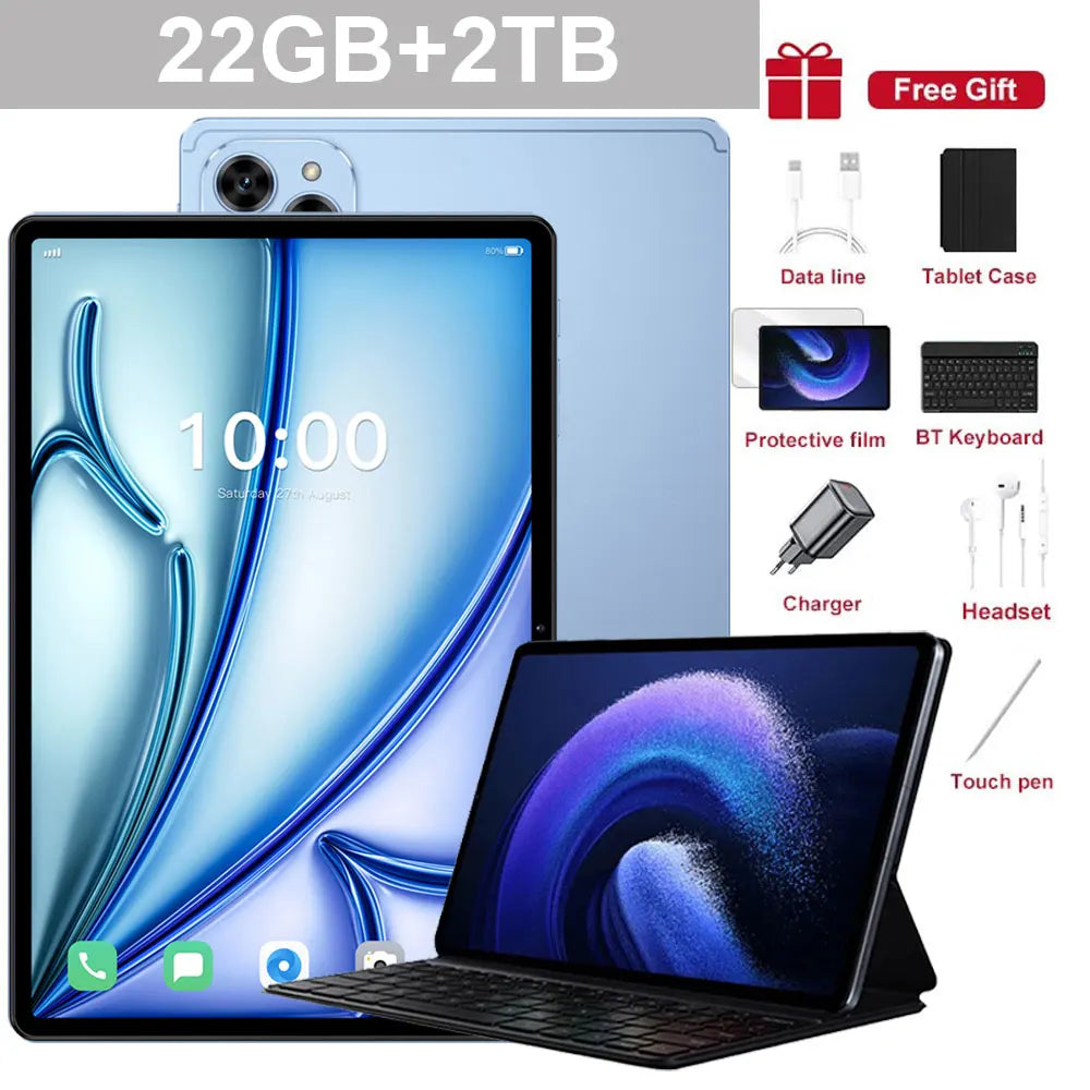 10.1" Tablet PC Pad 7SPro Original 5G Dual SIM Tablets Tab Android 15 22GB+2TB 10000mAh With keyboard Laptop For Kids Children's