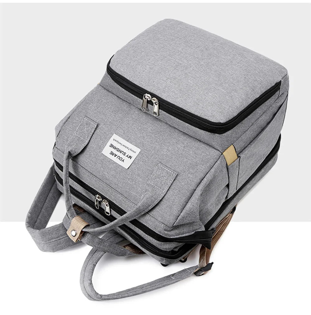 New Folding Mommy Bag Lightweight Portable Folding Crib Bed Large-capacity Baby Backpack Mommy Baby Diapers Bags Outting Bag