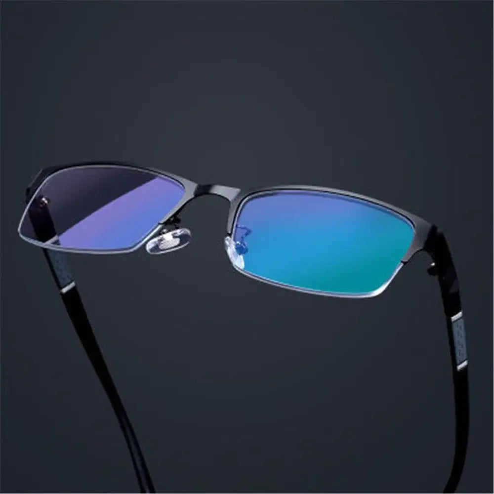 Glasses Men Anti-Blue Light Business Reading Glasses Vintage Half Frame Eye Protection Ultra Light Office Eyeglasses