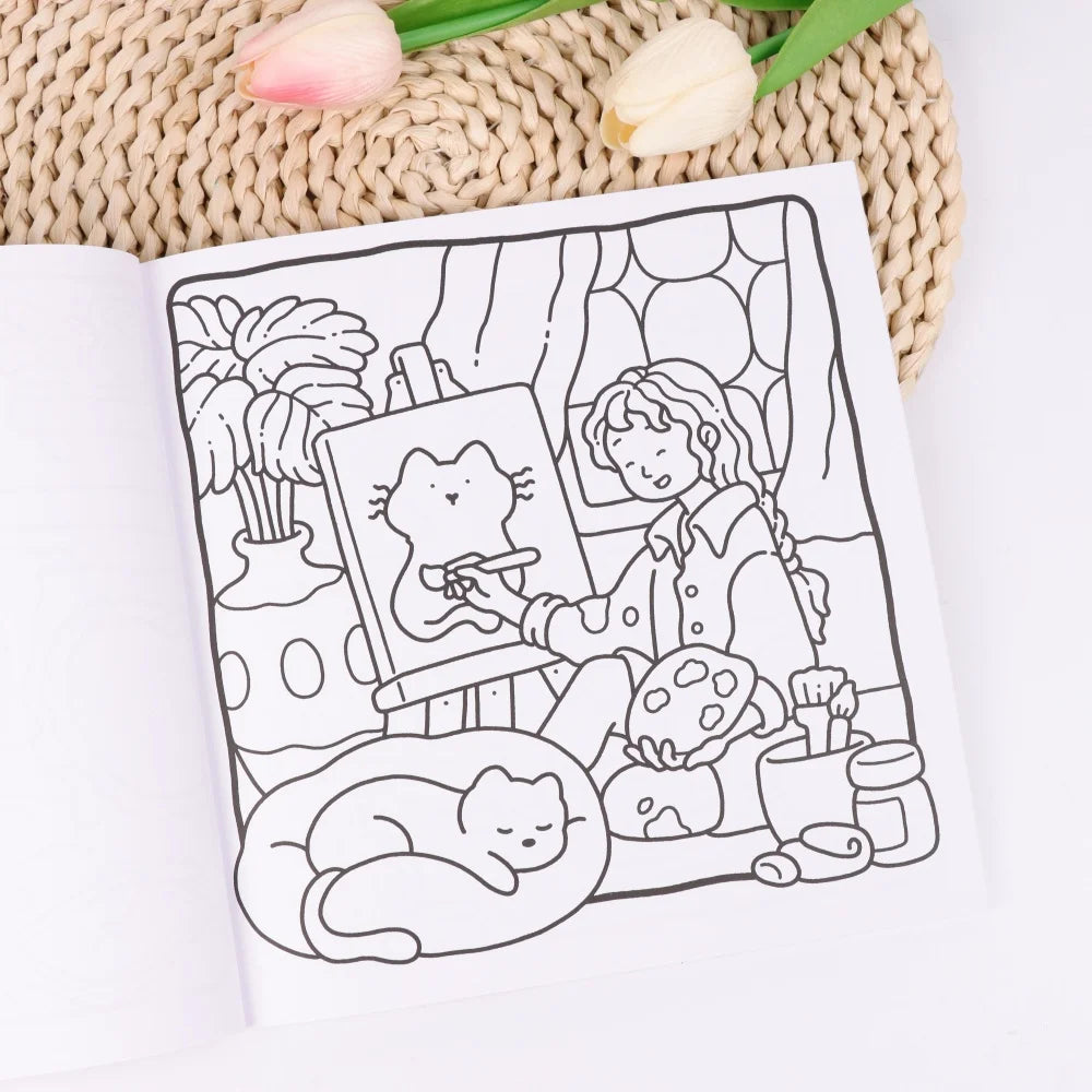 Girl Moments: Vol. 2 Coloring Book for Adults and Teens Featuring Cute Cozy Daily Activities for Relaxation