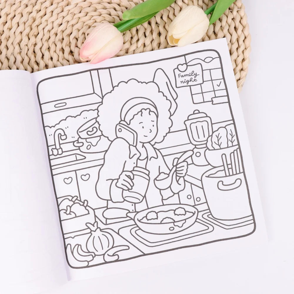 Girl Moments: Vol. 2 Coloring Book for Adults and Teens Featuring Cute Cozy Daily Activities for Relaxation