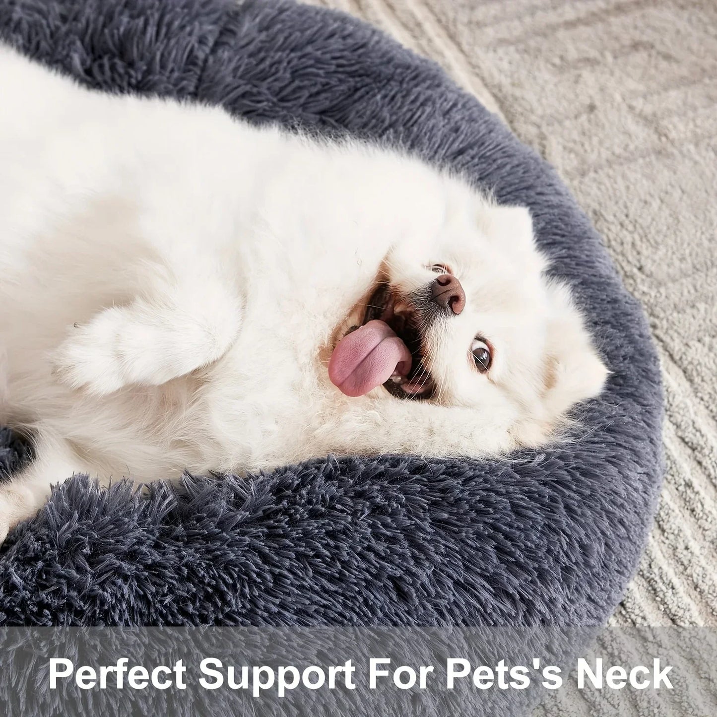Round Pet Bed for Large,Medium and Small Dogs House Bed Soft Cats Bed Long Plush Dog House for Dogs House Winter Warm Sleeping