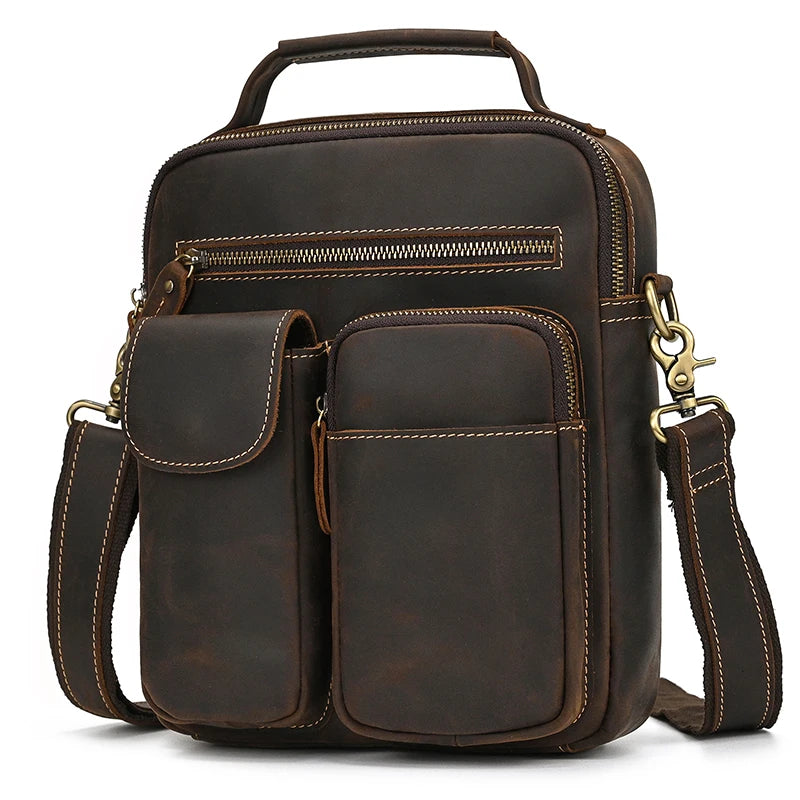 Newsbirds Leather Shoulder Bag Vintage Style Crossbody Bag Books School Bag Of Men Male Daily Messenger Bag Crazy Horse Skin