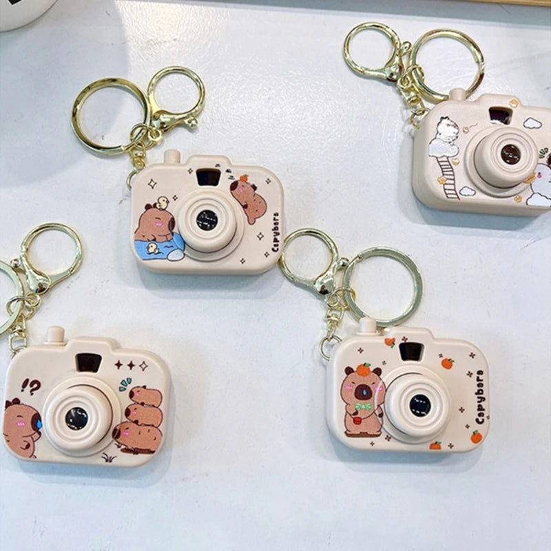 New Capybara Projection Camera Keychain Cartoon Kawaii Mini Camera Keyring Hanging Decoration Fashion Backpack Pendant