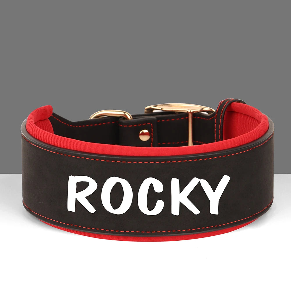 Customized Leather Dog Collar Personalized Wide Padded ID Collars Free Print Name Number For Medium Large Dogs Dogs Greyhound