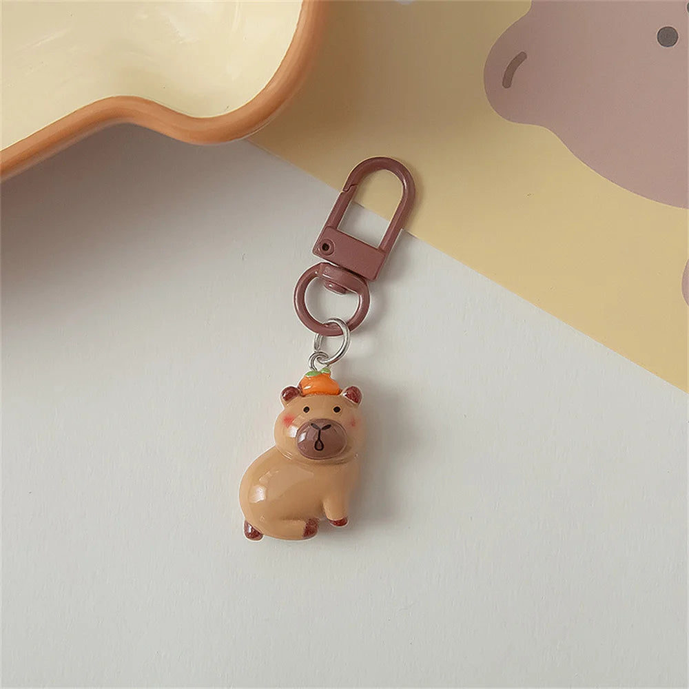 Cartoon Mini Capybara Keychains Women Men Backpack Charms Pendants Accessories Animal Bag Keyring Couple Friend Jewelry Gift