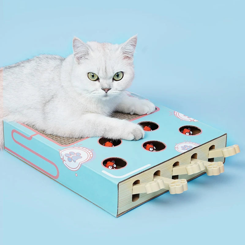 Cat Toy Whack-a-Mole Cat Scratching Board Toy Grinding Claw Rest Play Funny Cat Interactive Multifunctional Cat Supplies